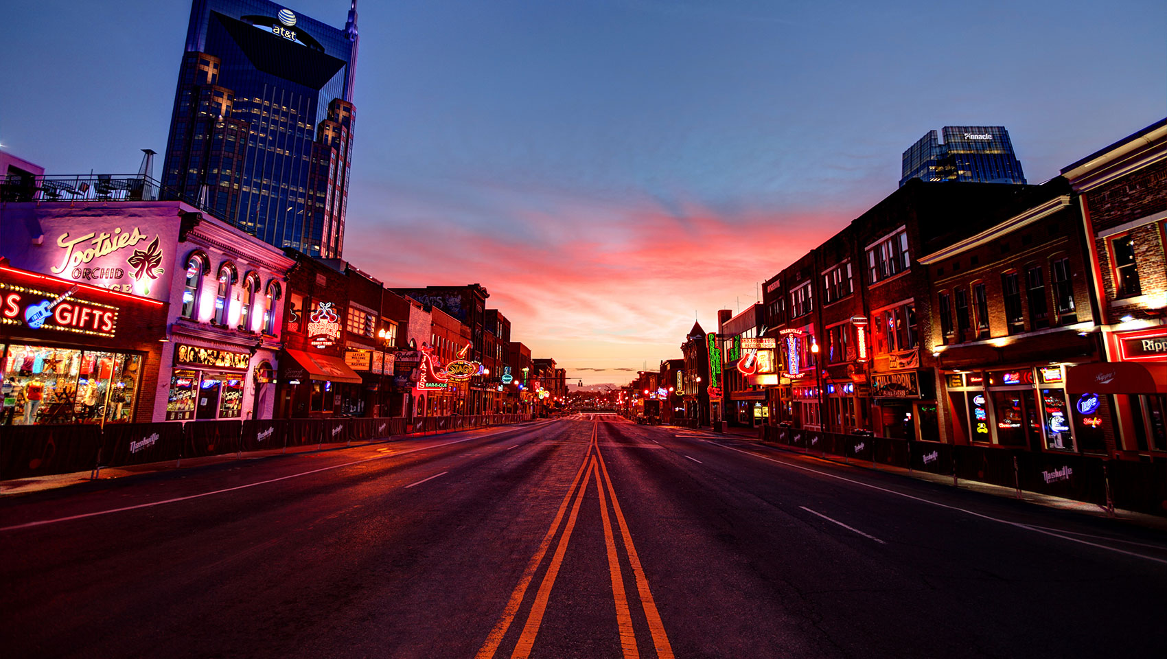 downtown Nashville at night