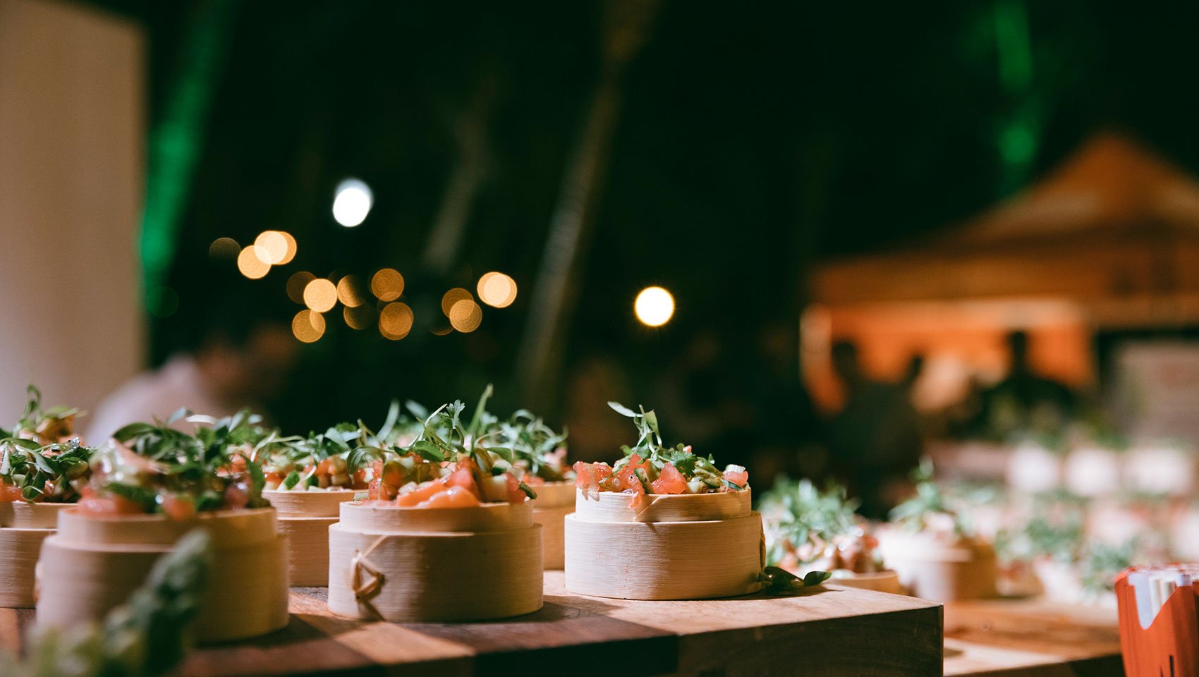 Close up of appetizer at food & wine event at Kimpton Surfcomber Hotel