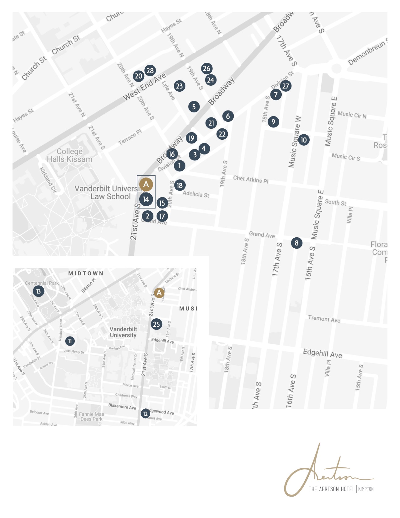 Aertson's Midtown Nashville Map