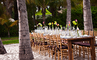Wedding reception table set-up at Kimpton Surfcomber Hotel